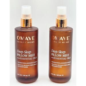 2 Pack Omave Luxury Deep Sleep Pillow Mist- Essential Vanilla & Lavender 4 oz ea